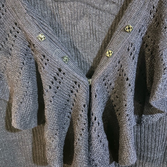 Lauren Ralph Lauren Petite Flutter Sleeve Linen Crotchet Top - Picture 2 of 5